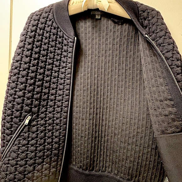 COS navy quilted knit bomber jacket Small - Picture 5 of 6